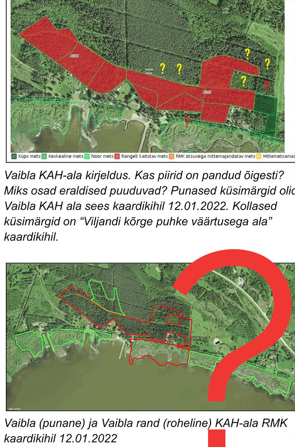 Vaibla ümbrus selgitustega kaardid